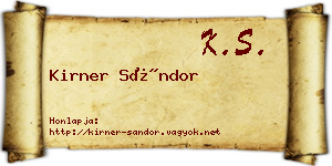 Kirner Sándor névjegykártya